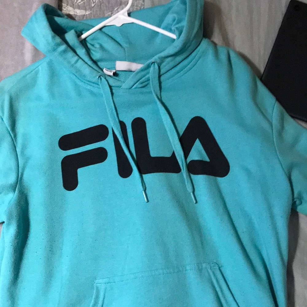 FILA Teal Hoodie with Black Logo